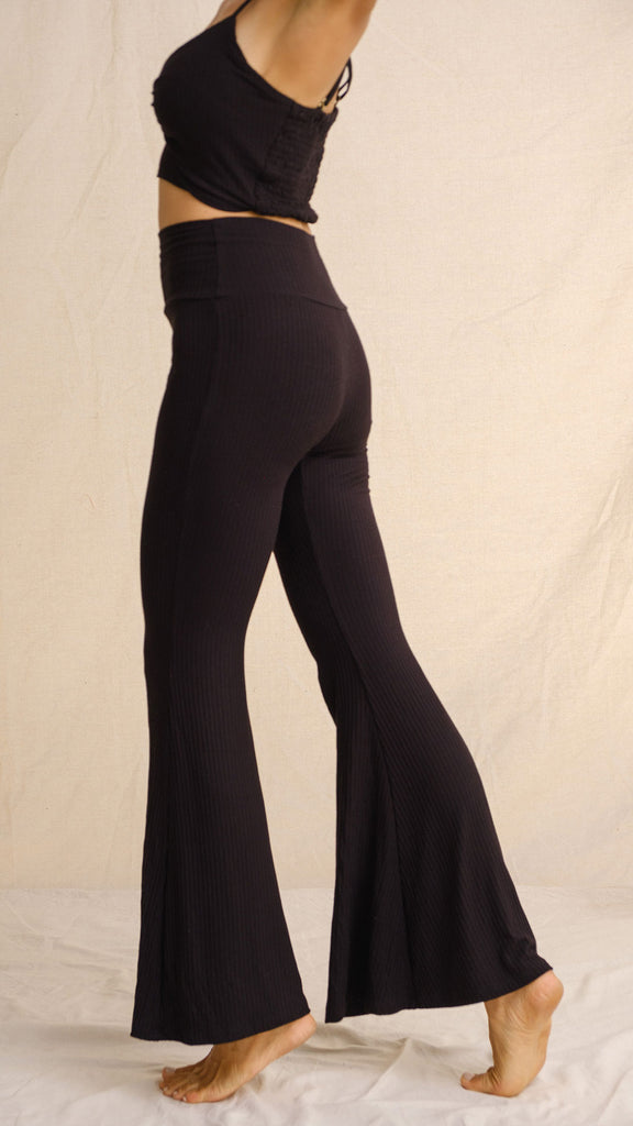 Obsidian Flow Ribbed Flare Pants