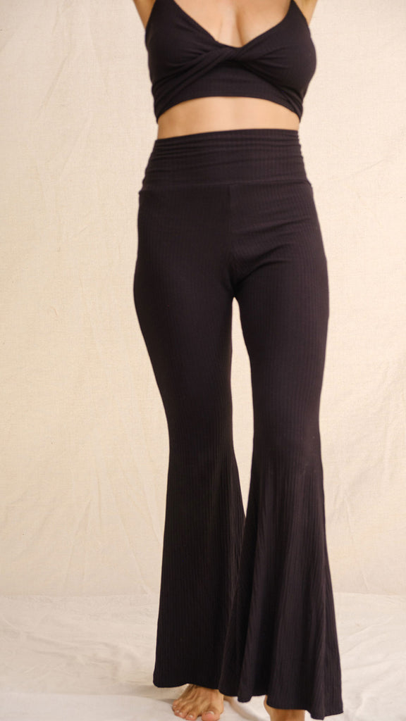 Obsidian Flow Ribbed Flare Pants