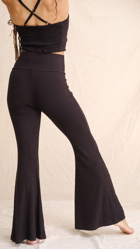Obsidian Flow Ribbed Flare Pants