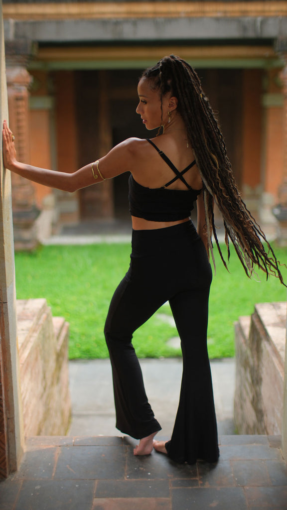 Obsidian Flow Ribbed Flare Pants